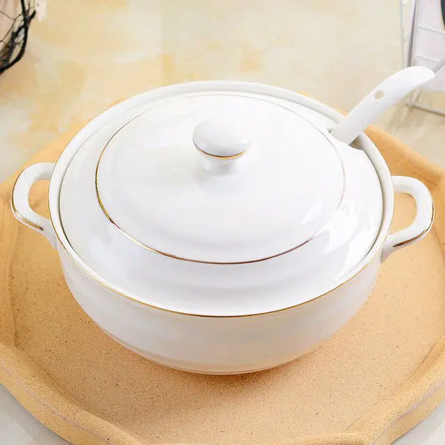 1.4L Ceramic Soup Bowl with Lid