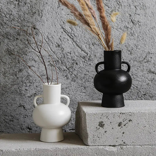 White Black Ceramic Vase
