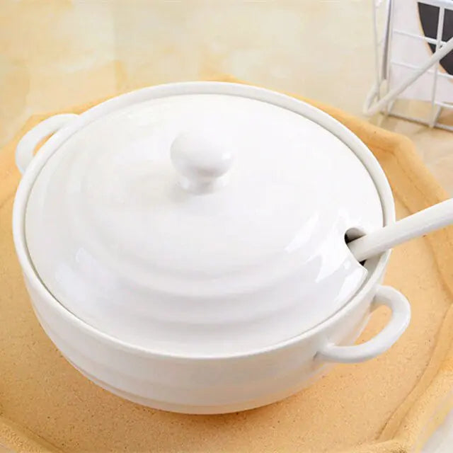 1.4L Ceramic Soup Bowl with Lid