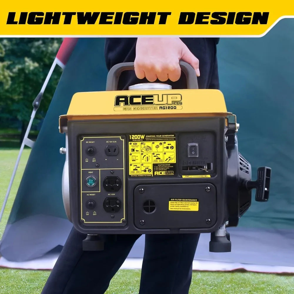 1,200W Gas-Powered Generator, Portable Generator Camping Ultralight, EPA & CARB Compliant