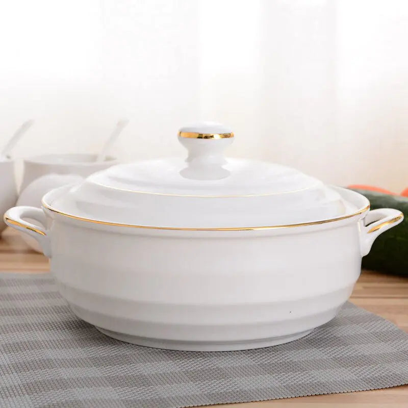 1.4L Ceramic Soup Bowl with Lid