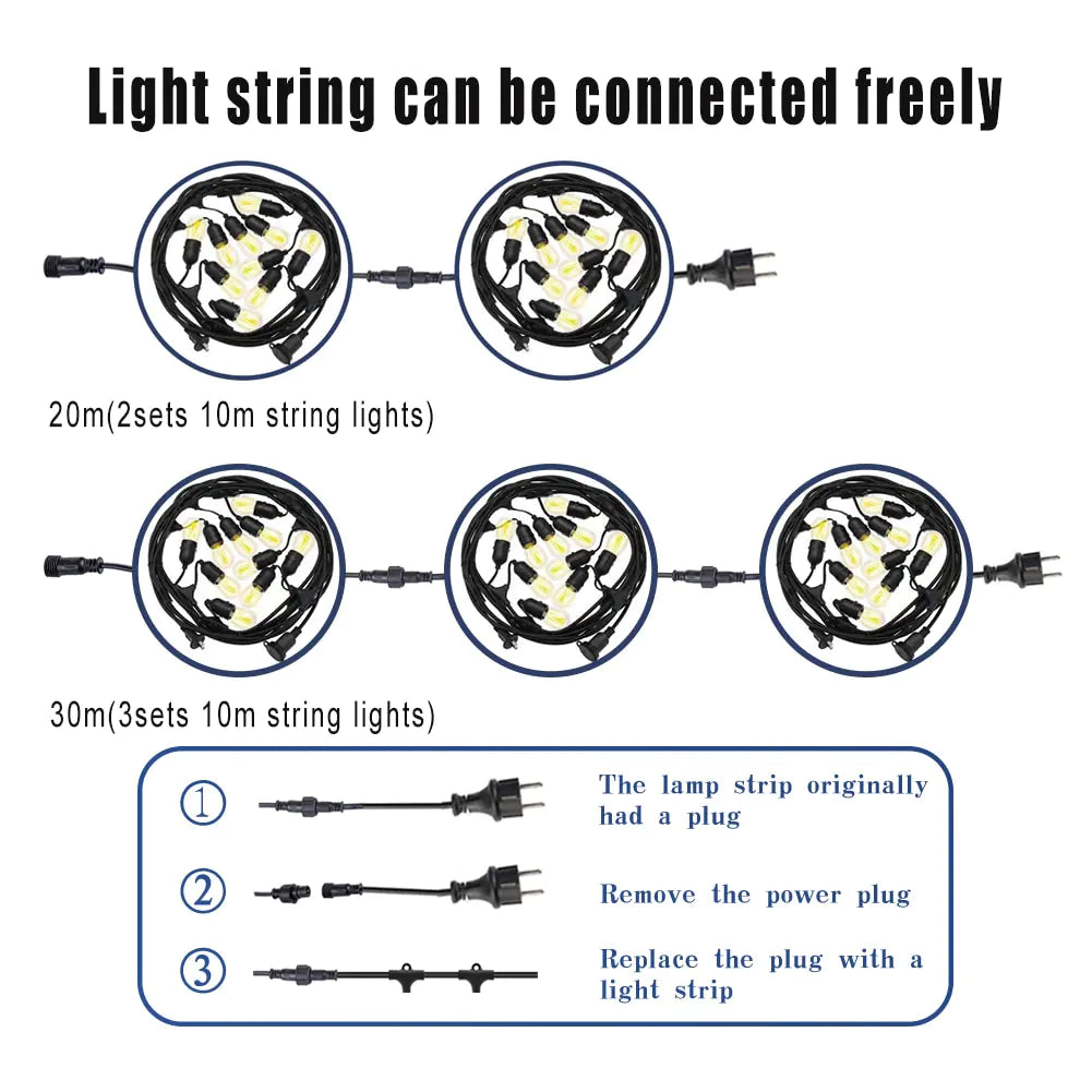 Commercial Grade Waterproof Outdoor LED String Lights - 10m | 20m | 30m