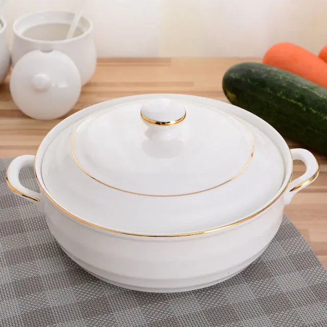 1.4L Ceramic Soup Bowl with Lid