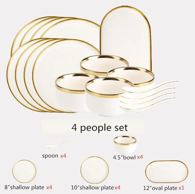 White Porcelain Dinner Tray Kitchen Plates Ceramic Tableware Food Dishes Rice Salad Noodles Bowl